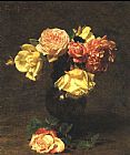 Henri Fantin-latour Famous Paintings - White and Pink Roses
